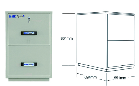1小時(shí)2抽屜防火文件柜(圖1) 1小時(shí)2抽屜防火文件柜尺寸
