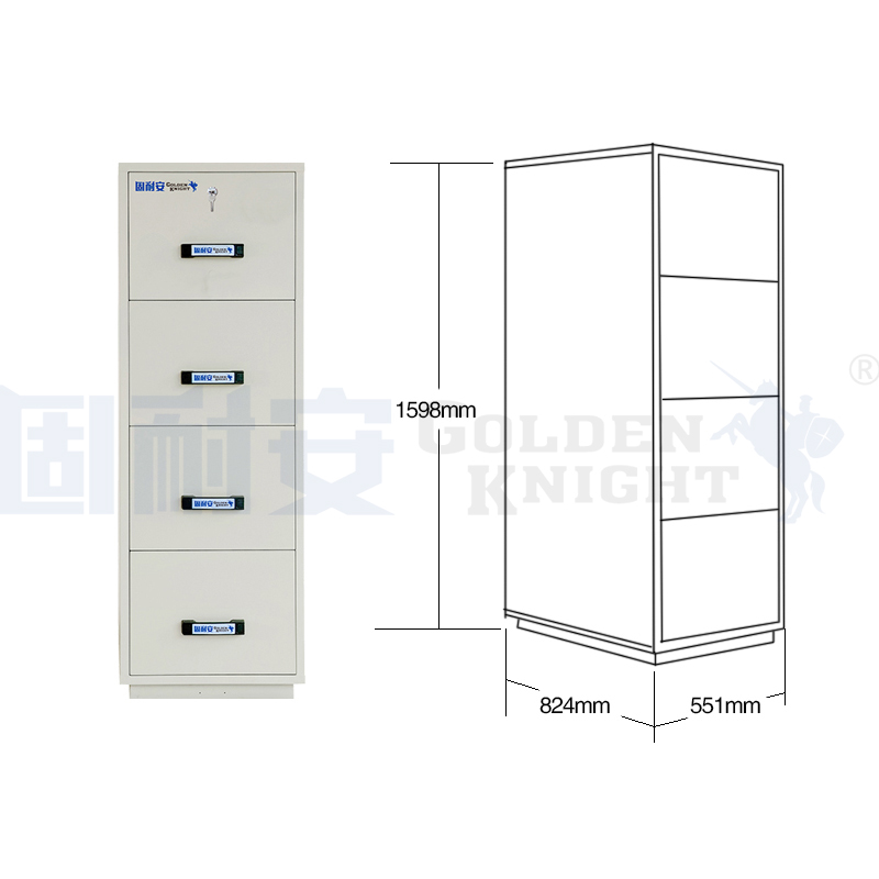2小時(shí)4抽屜防火文件柜的特點(diǎn)介紹(圖1) 無錫固耐安防火文件柜